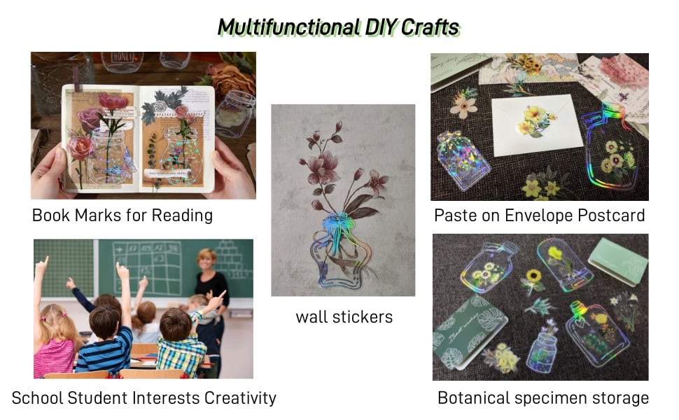 GlassGarden - 20pcs Transparent Bookmarks Inspired by Nature’s Art