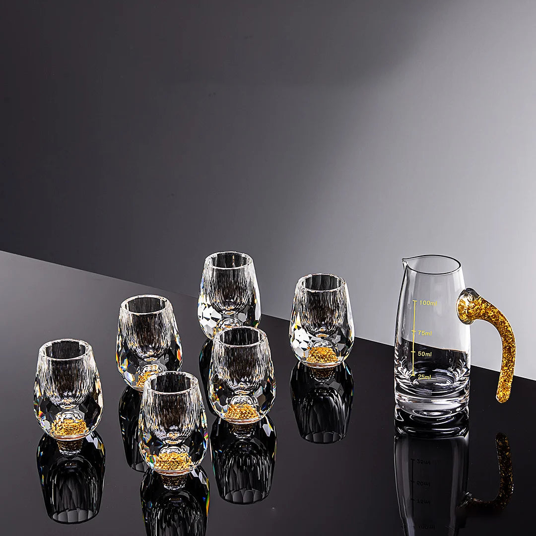 GlacierGlow - Crystal Gold-Foil Shot Glass