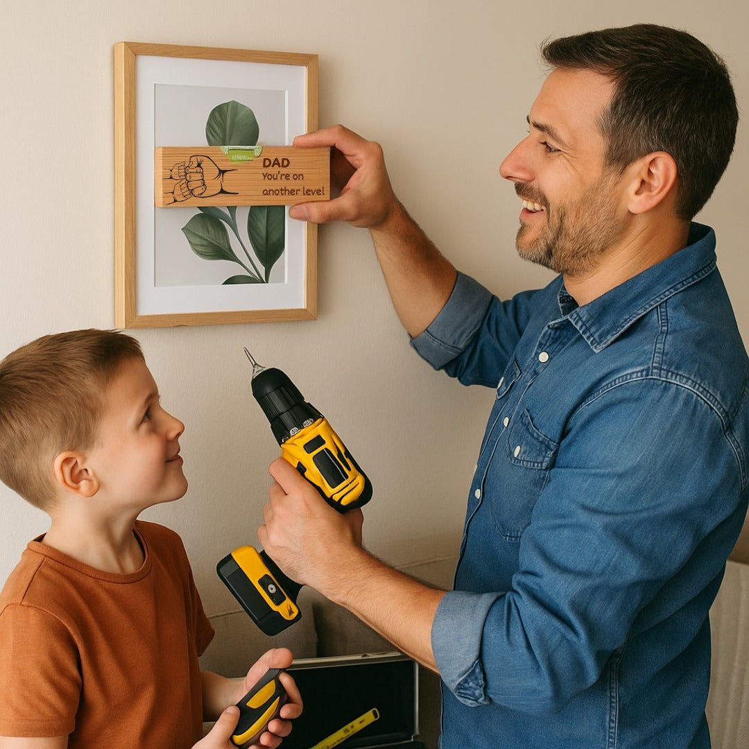 Dad Fist Bump - Personalized Custom Engraved Wooden Spirit Level Bottle Opener