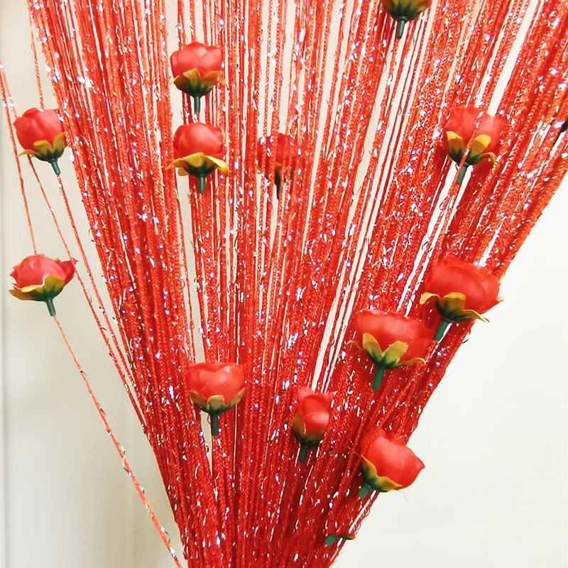 💥Rose Flower tassel Curtain(No-drill Velcro install)