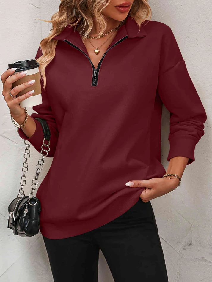 CasualFlow - Soft Casual Half-Zipper Sweatshirt
