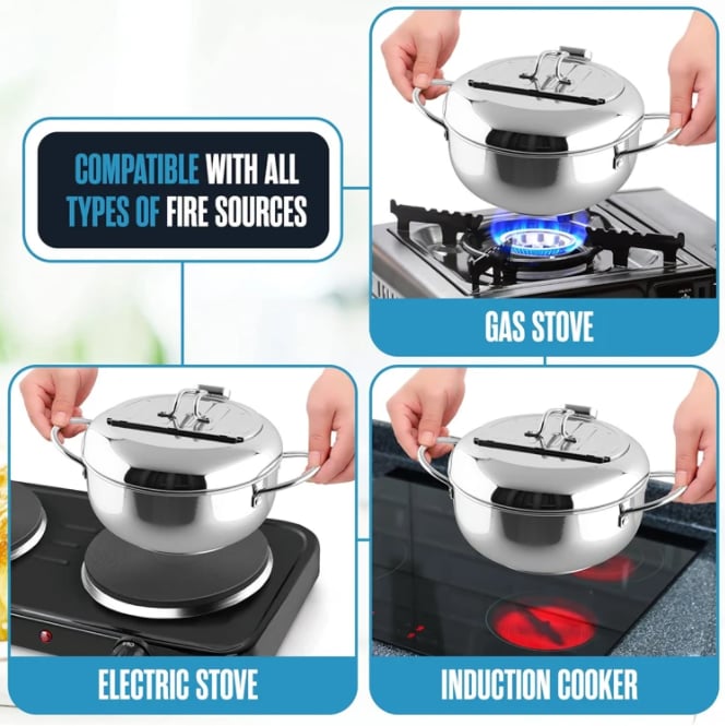 CrispyCore – Stainless Fry Pot with Oil Filter Rack