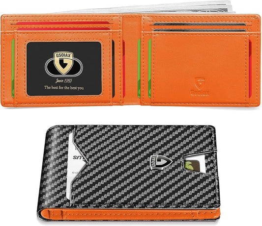 CarbonShield – Slim RFID Leather Wallet
