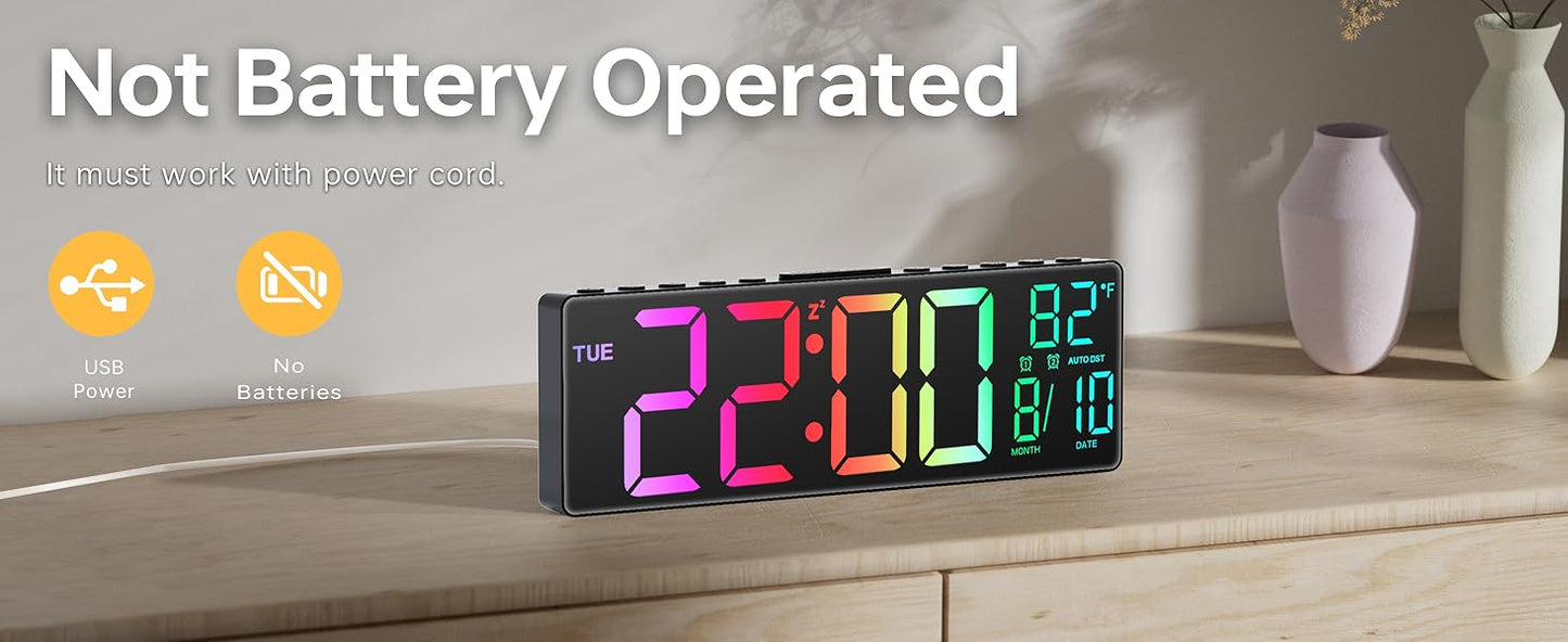 ColorWake – 10.5” Digital Clock with Multicolor Display