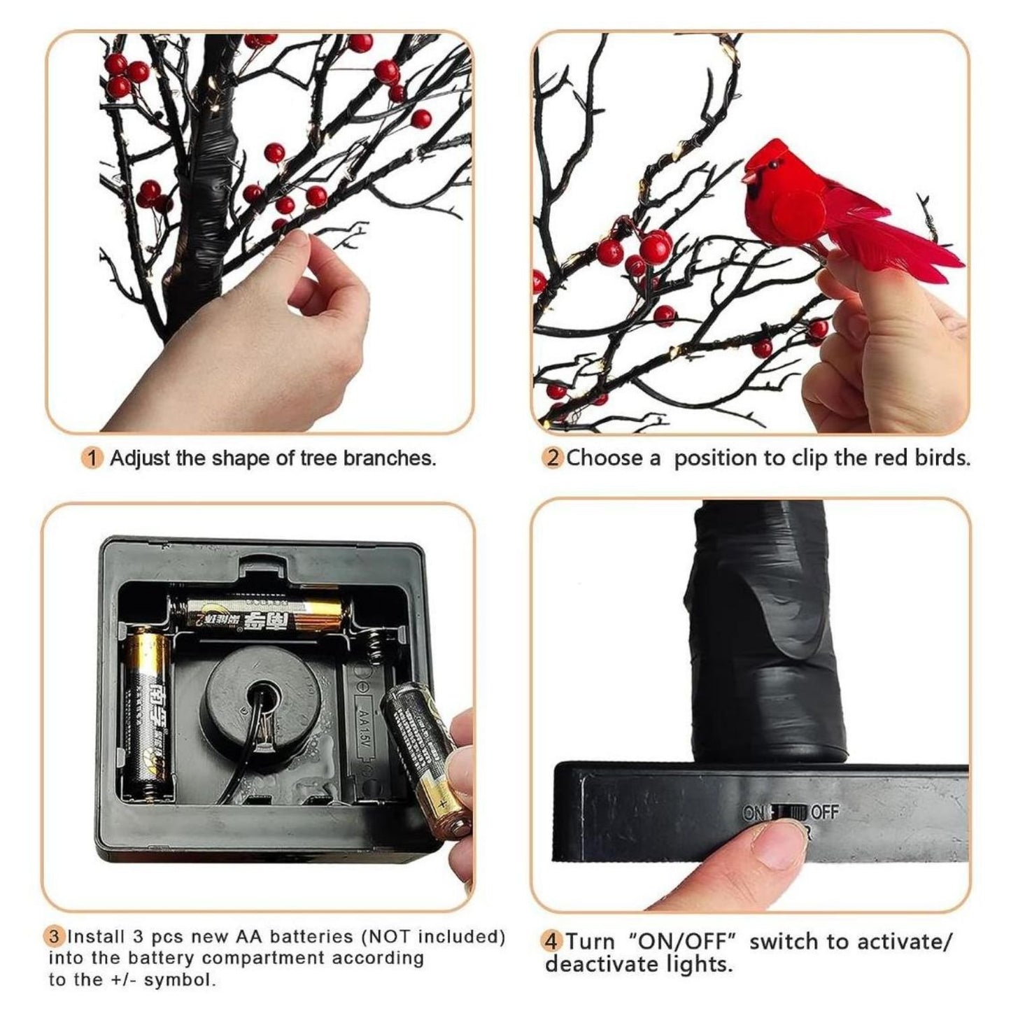 CardinalGlow – Vintage Lighted Berry Tree