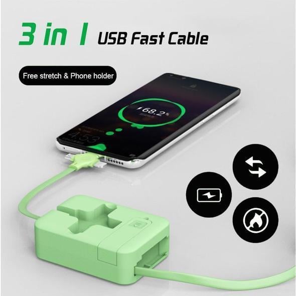 FlexiDock | 3-in-1 Retractable Charging and Phone Stand