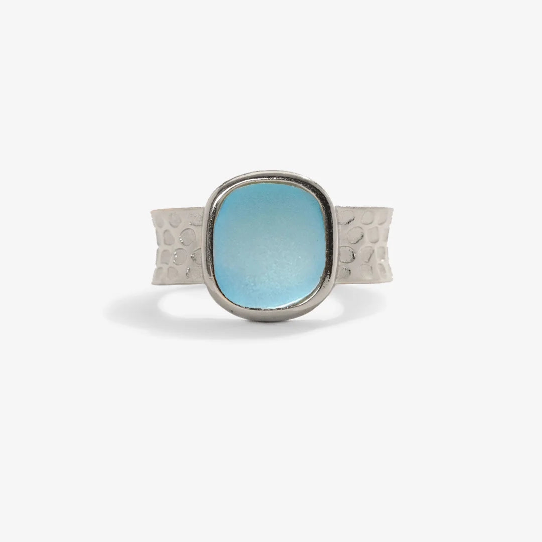 TideWhisper – Ocean Glass Silver Ring