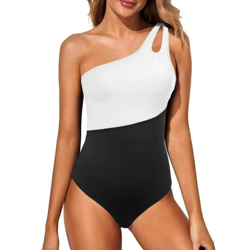 CurveLuxe | One-Shoulder Shaping Swimsuit