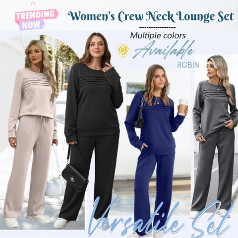 RelaxFit – Women's Crew Neck & Drawstring Pants Loungewear Set