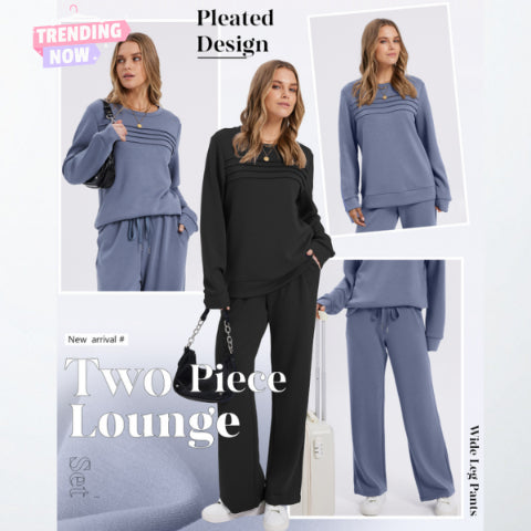 RelaxFit – Women's Crew Neck & Drawstring Pants Loungewear Set