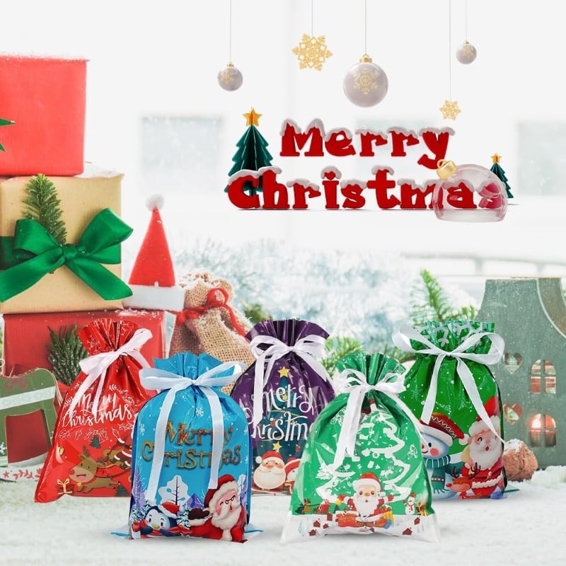 MerryPouch – Festive Christmas Drawstring Gift Bags
