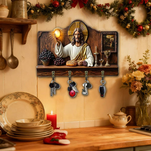 ⏰Final 2 Hours: Only  $9.99 🎁✝️Communion themed wooden multifunctional home key holder (11.8 "X9 in")