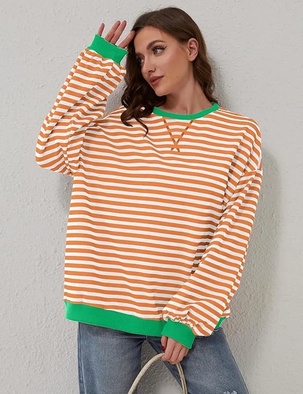 CozyBlend – Striped Color Block Sweatshirt