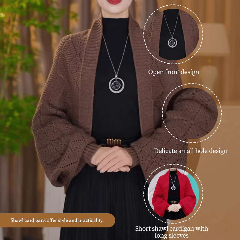 Fashion Hollow Out Knitted Shawl Coat