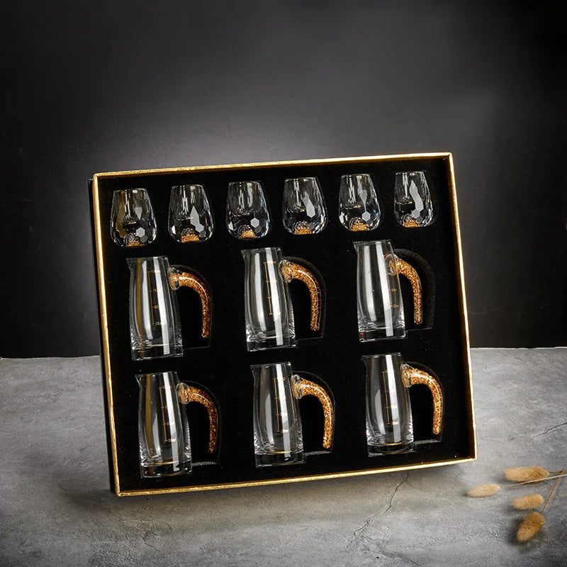 GlacierGlow - Crystal Gold-Foil Shot Glass