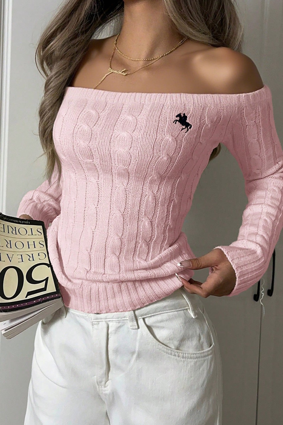 VelvetHue – Sleek Slim Fit Off-Shoulder Sweater