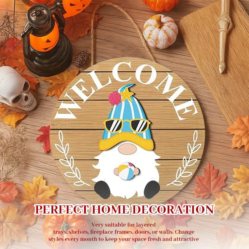 GnomeWelcome – Interchangeable Wooden Sign