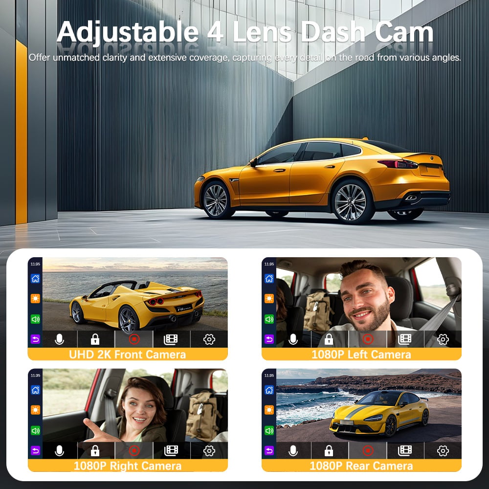 FullSight Pro – 360° WiFi Dash Cam with 4-Channel Coverage