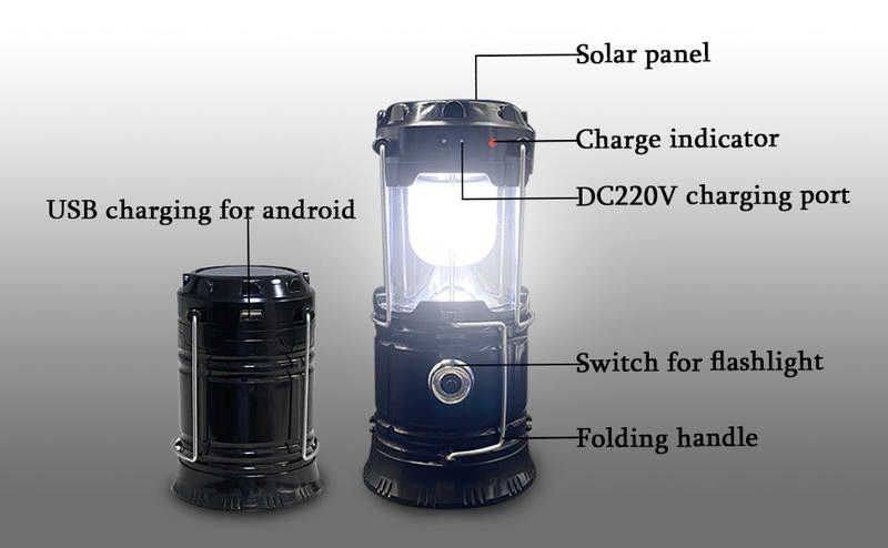 CampLuxe - Compact Collapsible Lantern with Solar Charging