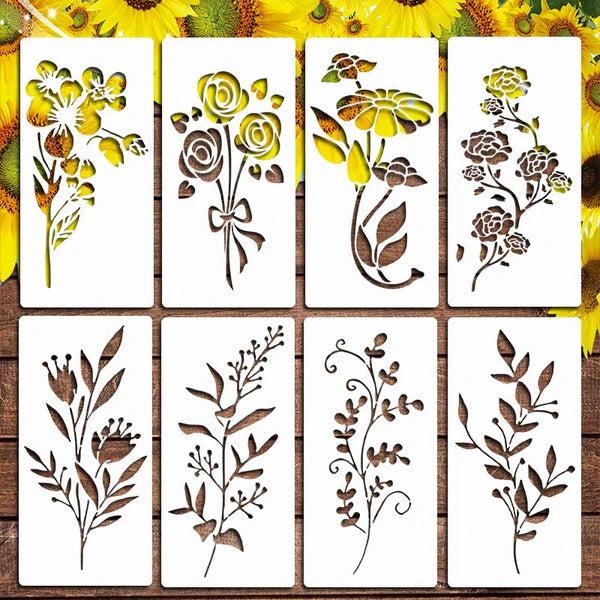 BloomTrace – Garden Fence Flower Stencils for DIY Décor