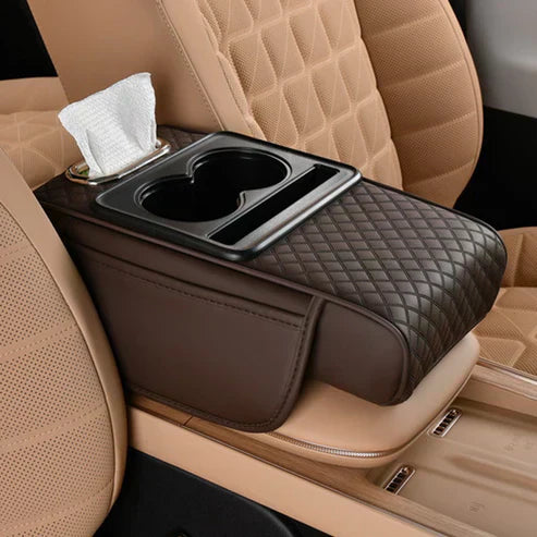 Integrated multifunctional car armrest increase with pressure compensation