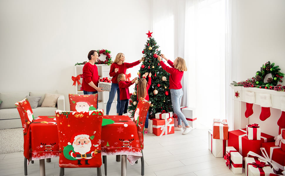 YuletideCharm – Christmas Tablecloth with Chair Covers