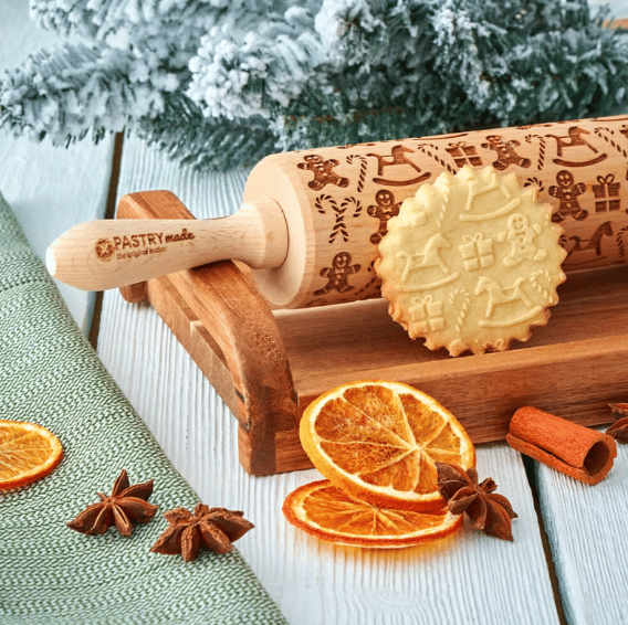 CookieCharm – Gingerbread Embossing Rolling Pin