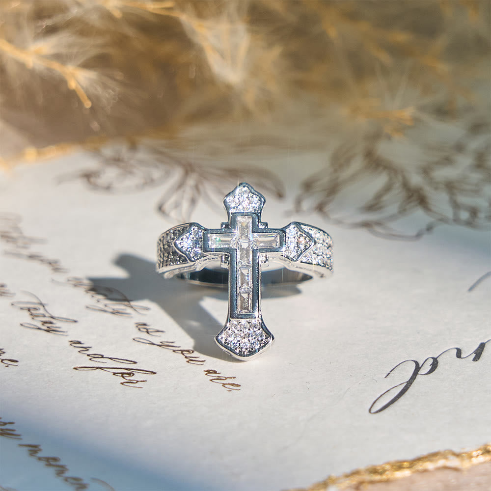 Christianartworkshop Central Cross Motif Ring with Cubic Zirconia Accents: Carry His Care in Daily Wear - image 5