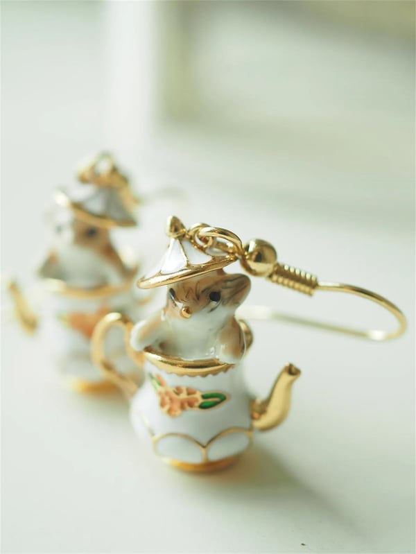 TeaWhimsy – Mouse in My Teapot Earrings Set