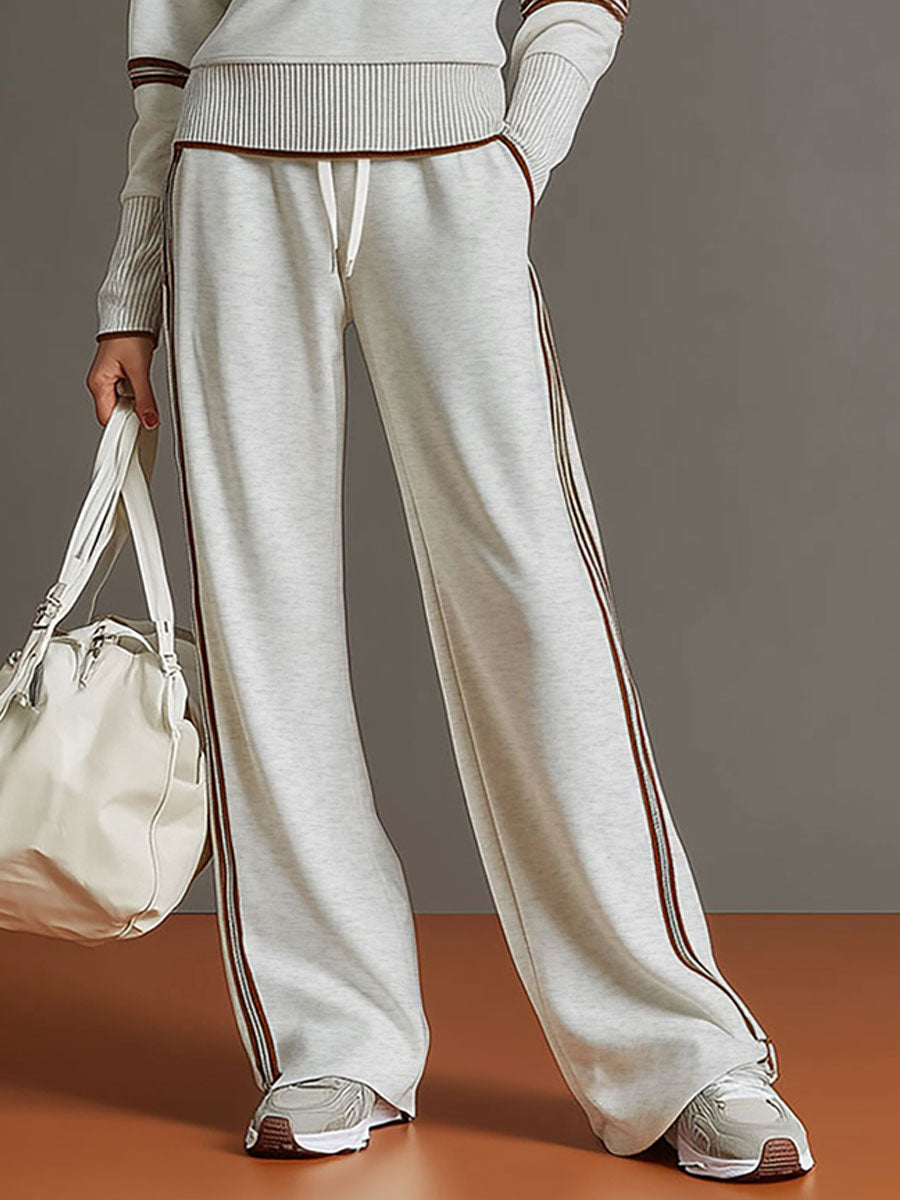 VintageFlex – Wide-Leg Pants & Half-Zip Sweatshirt Set