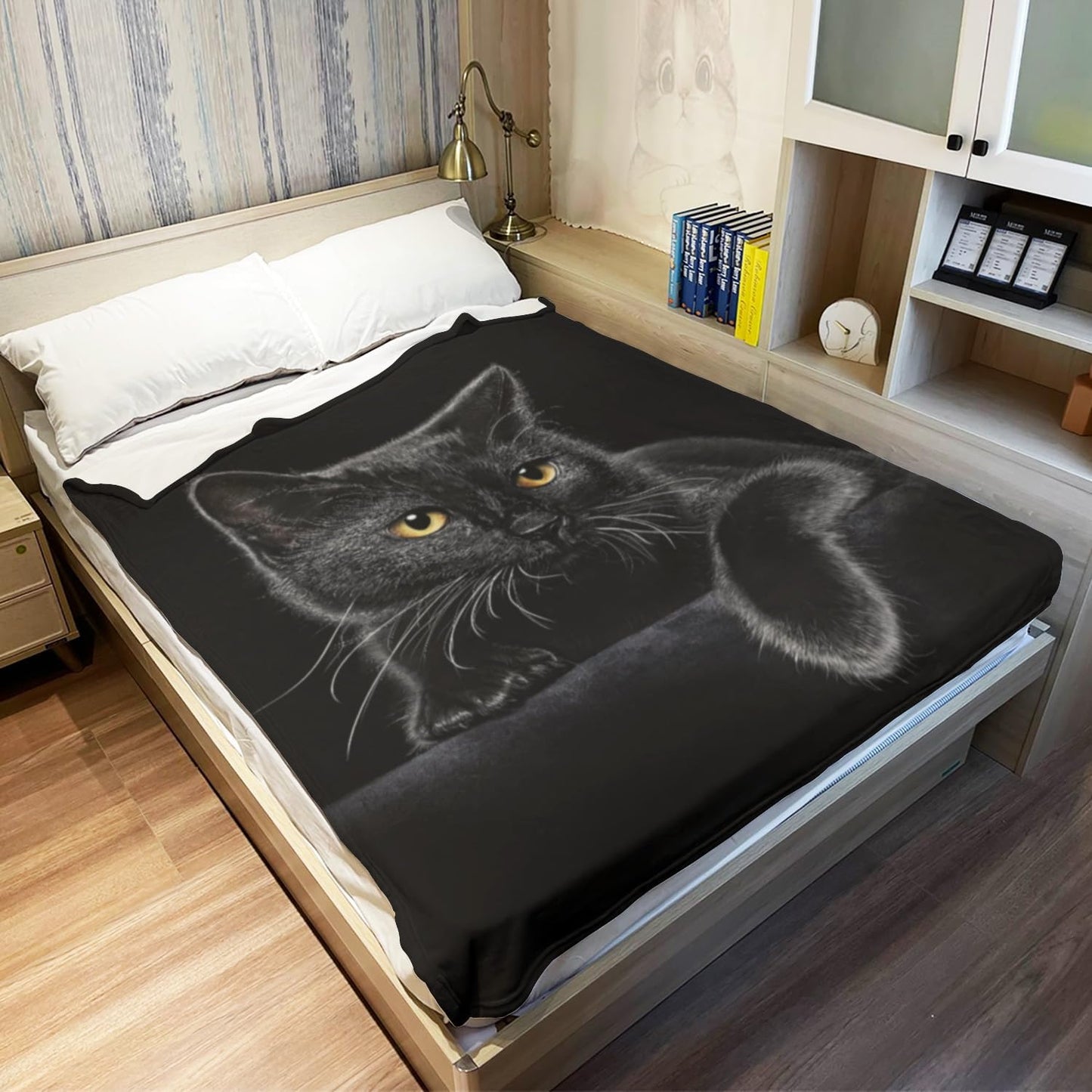 MidnightPurr – Black Cat Flannel Blanket