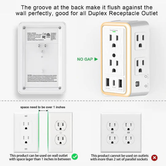 PowerHub |  9-IN-1 Multi Plug Surge Protector Outlet