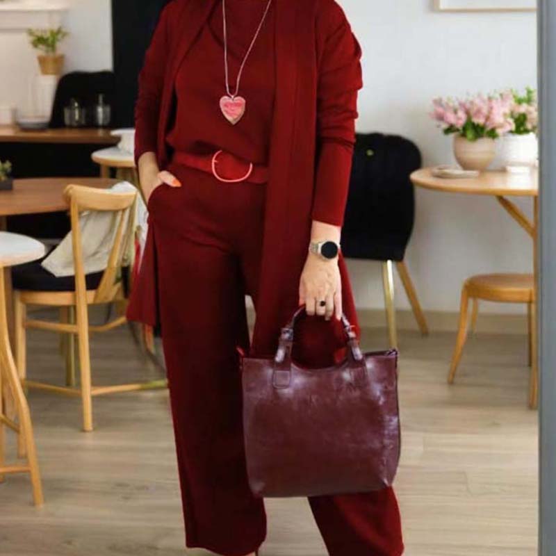 TrendyTrio – Sophisticated Cardigan & Pants Set