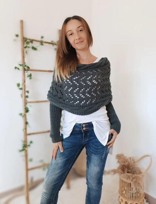 CozyWeave – Knitted Cable Wrap for Women