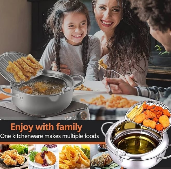 CrispyCore – Stainless Fry Pot with Oil Filter Rack