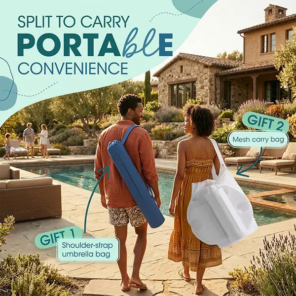 Floating Pool Umbrella with Bar and Base