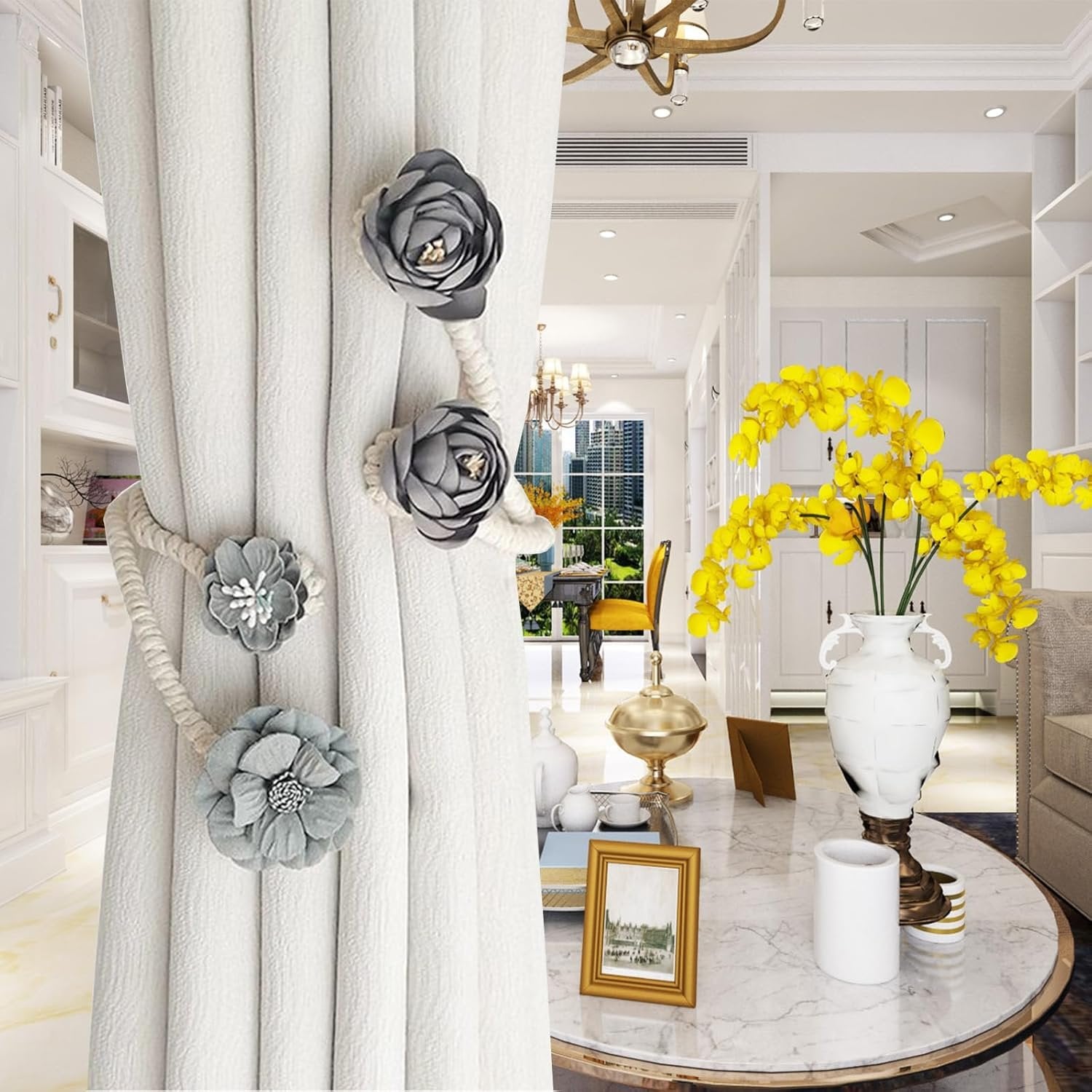 DrapeBloom – Elegant Magnetic Curtain Tieback Clips