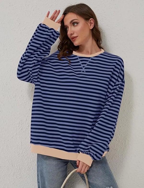 CozyBlend – Striped Color Block Sweatshirt