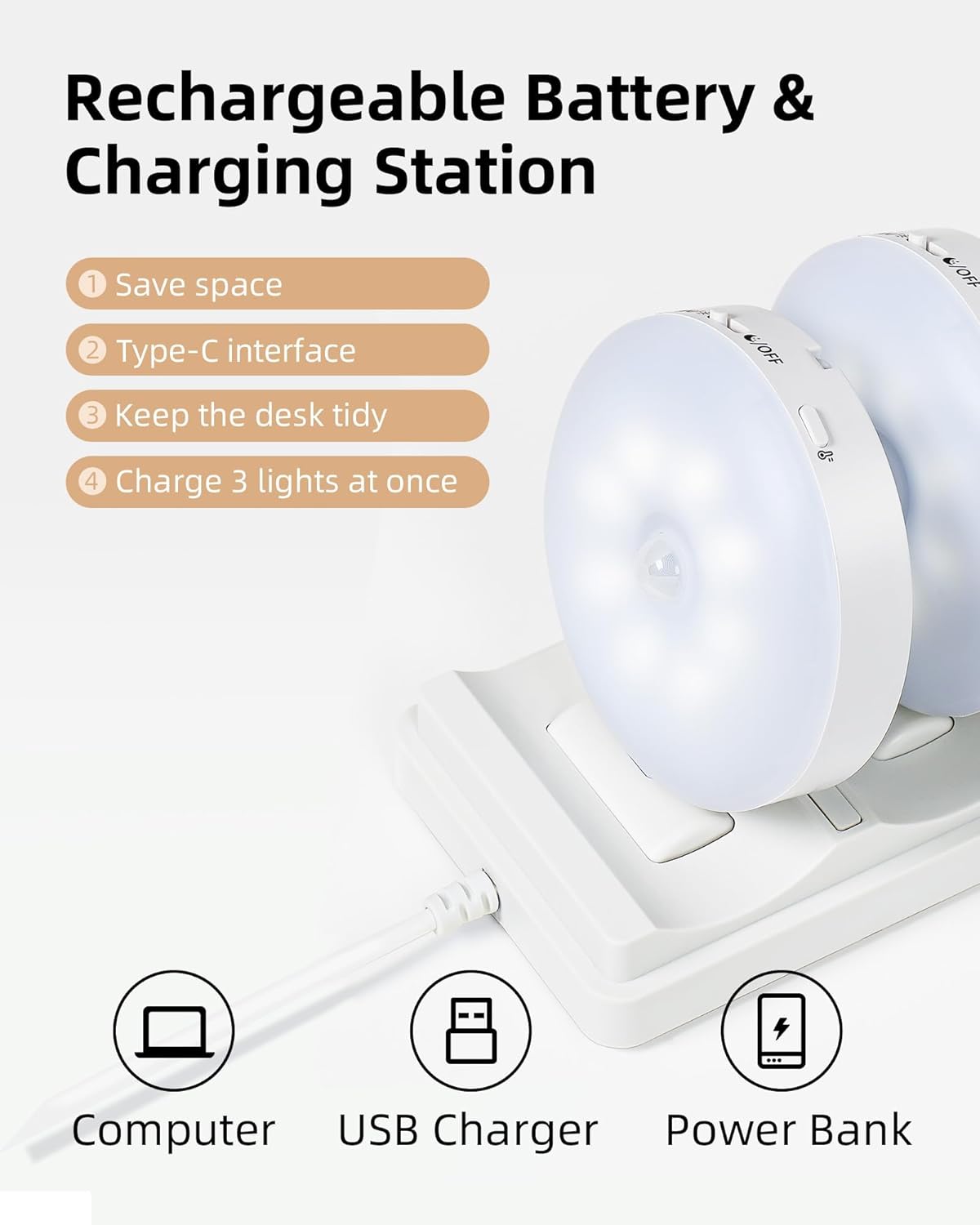 GlowStation – Magnetic Rechargeable Cabinet Light Set