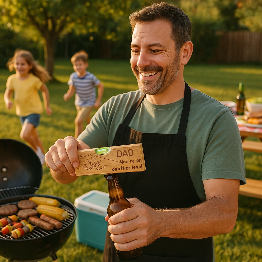 Dad Fist Bump - Personalized Custom Engraved Wooden Spirit Level Bottle Opener
