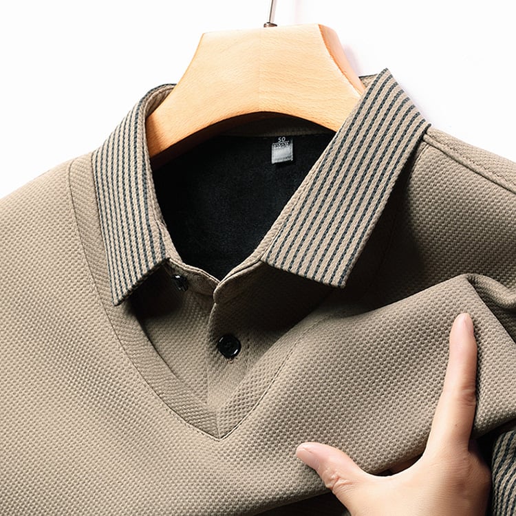 DualLayer – Striped Lapel Two-Piece Style Shirt