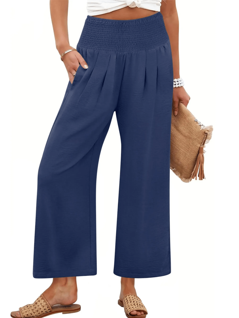 LuxeDrape – Chic Smocked Waist Trousers