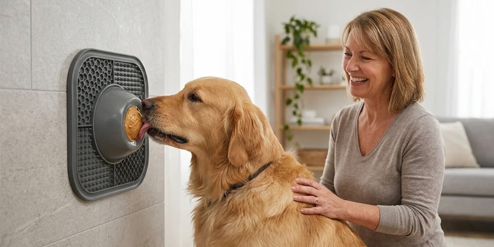 Pet Lick Mat in Use