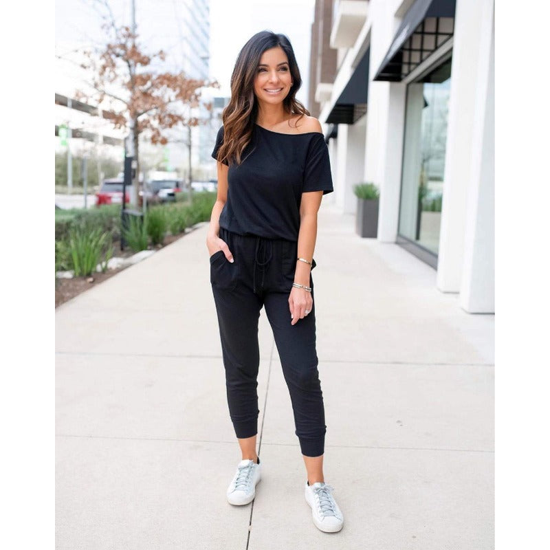 CozyChic – Women's Off-Shoulder Jogger Jumpsuit