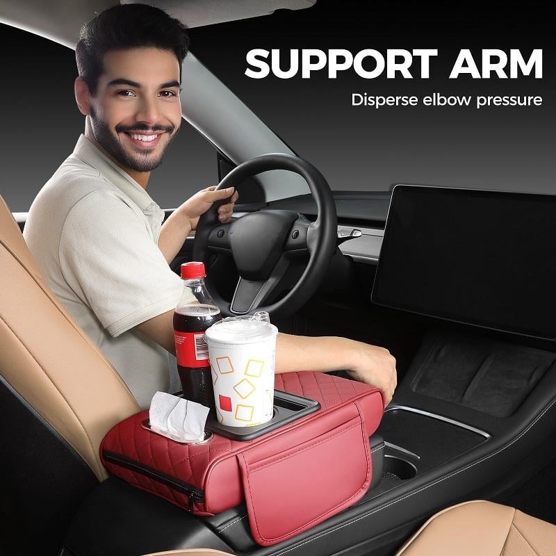 DriveLux – PU Leather Armrest Mat