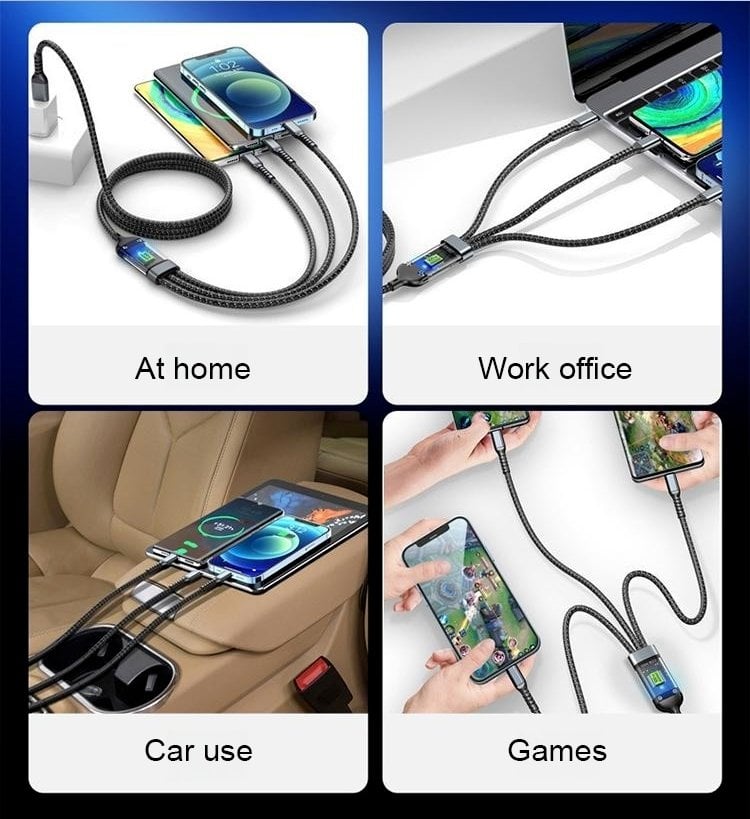VoltRay – Transparent Fast Charge Cable with Triple Connector