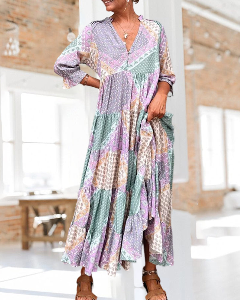 Talia - Artistic Color-Block Shift Dress