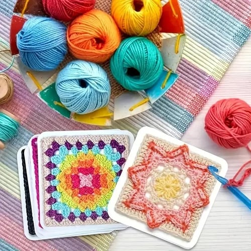 StitchNotes – Granny Square Crochet Greeting Card Set