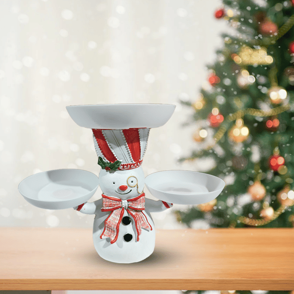 FrostyFeast – Christmas Snowman Treats Holder with Plate