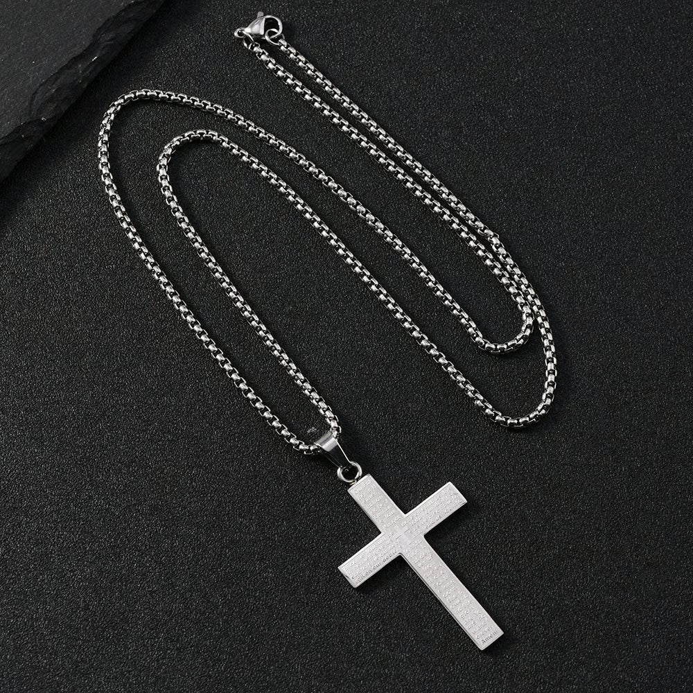 FaithScribe – Lord’s Prayer Scribble Cross Necklace